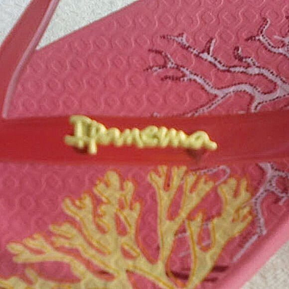 Ipanema Women's Glossy Coral Reef Pink & Red Thongs Sandals Flip Flops size 10 - Picture 8 of 10
